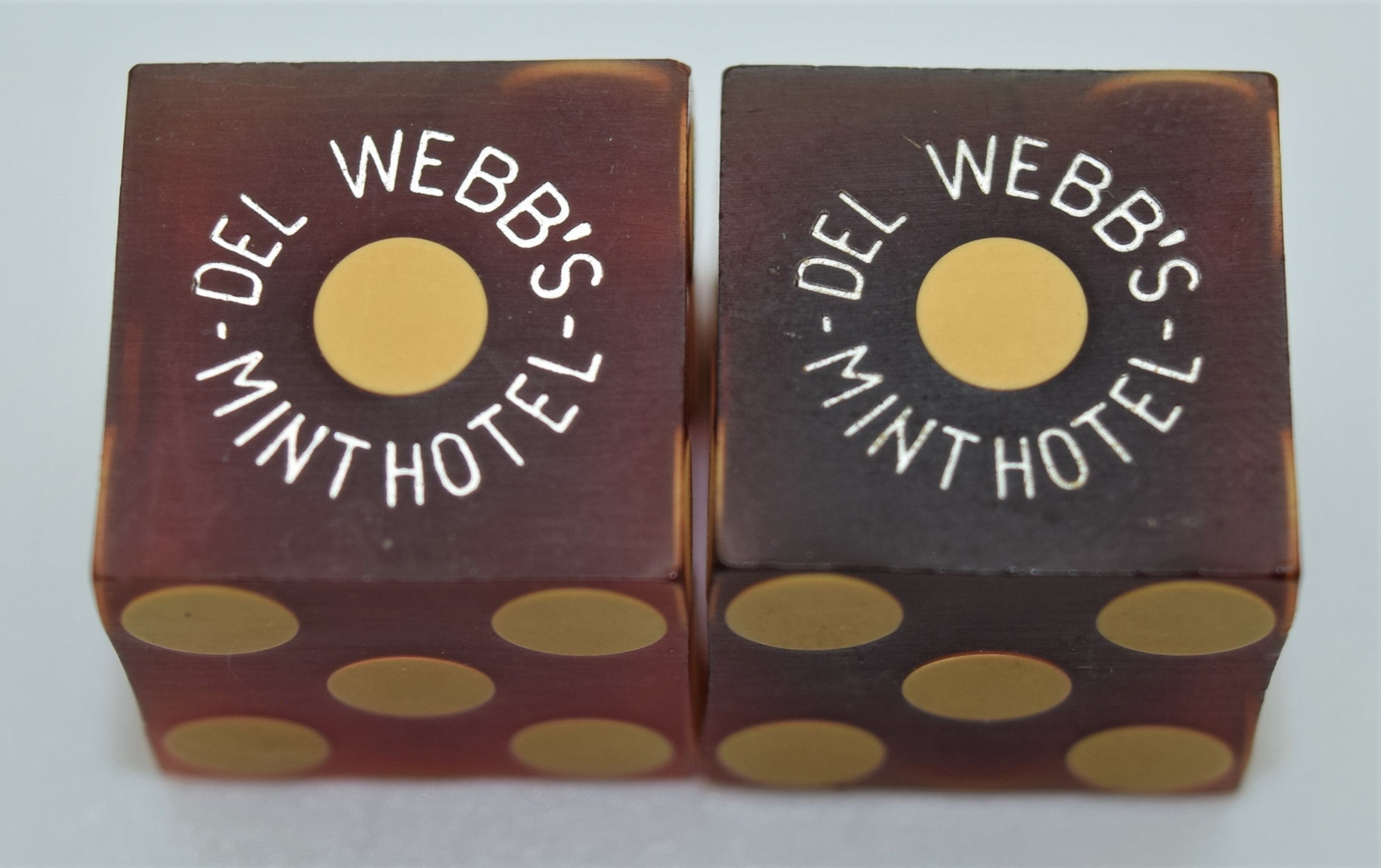 Del Webb's Mint Hotel Las Vegas Used Pair of Dice 1960s