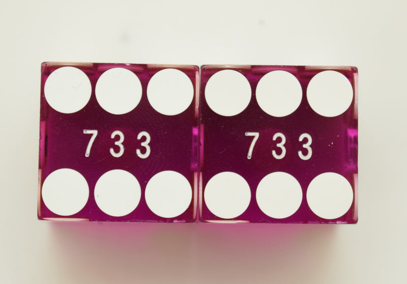 Cosmopolitan Casino Las Vegas Purple Dice Pair Matching Numbers