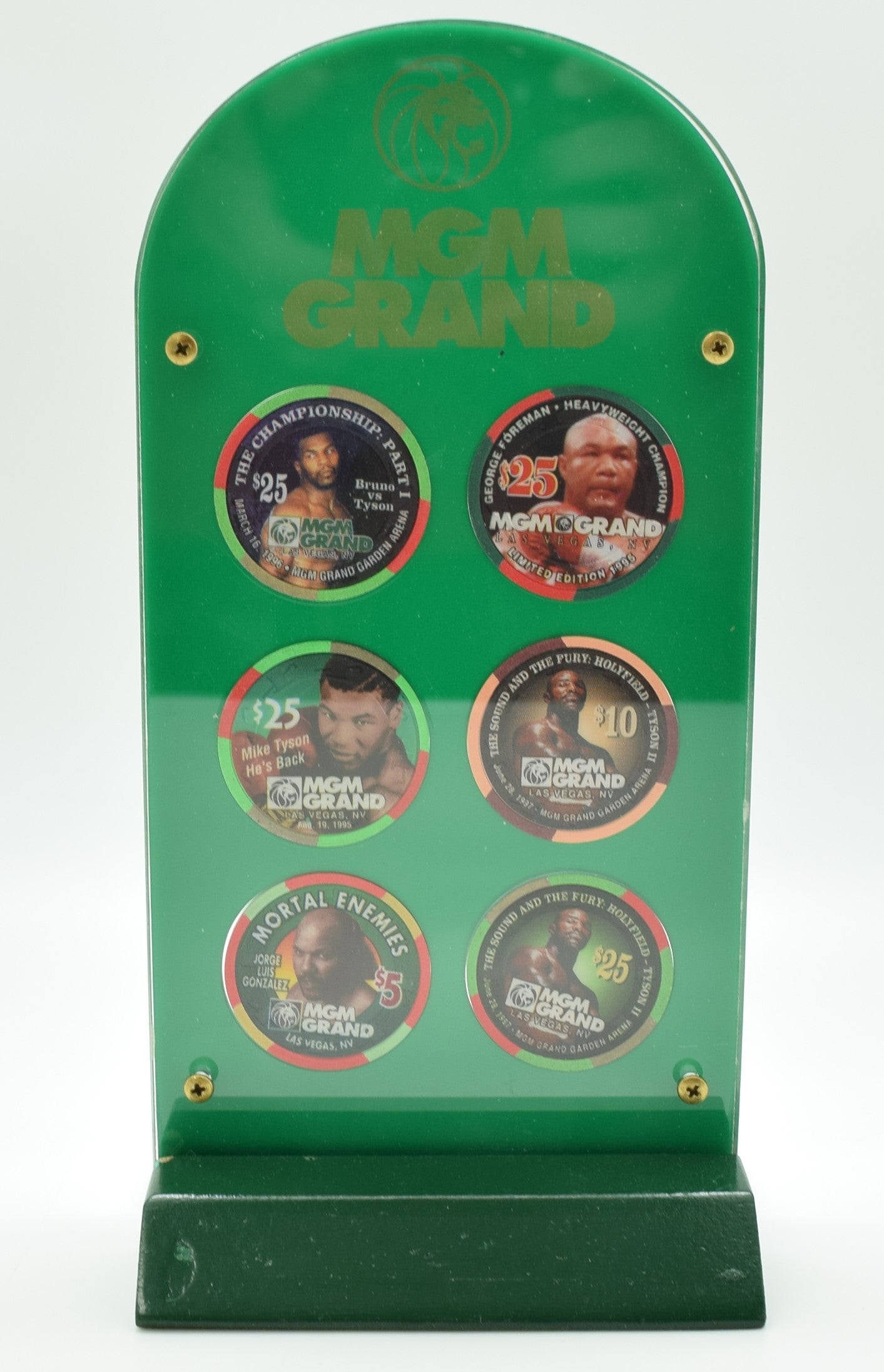 MGM Grand Casino Las Vegas Nevada Set of 6 $25 Mike Tyson Chips "Tyson Events Collector Series"