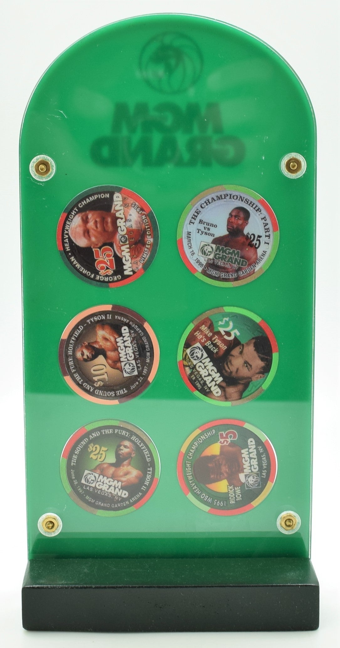 MGM Grand Casino Las Vegas Nevada Set of 6 $25 Mike Tyson Chips "Tyson Events Collector Series"