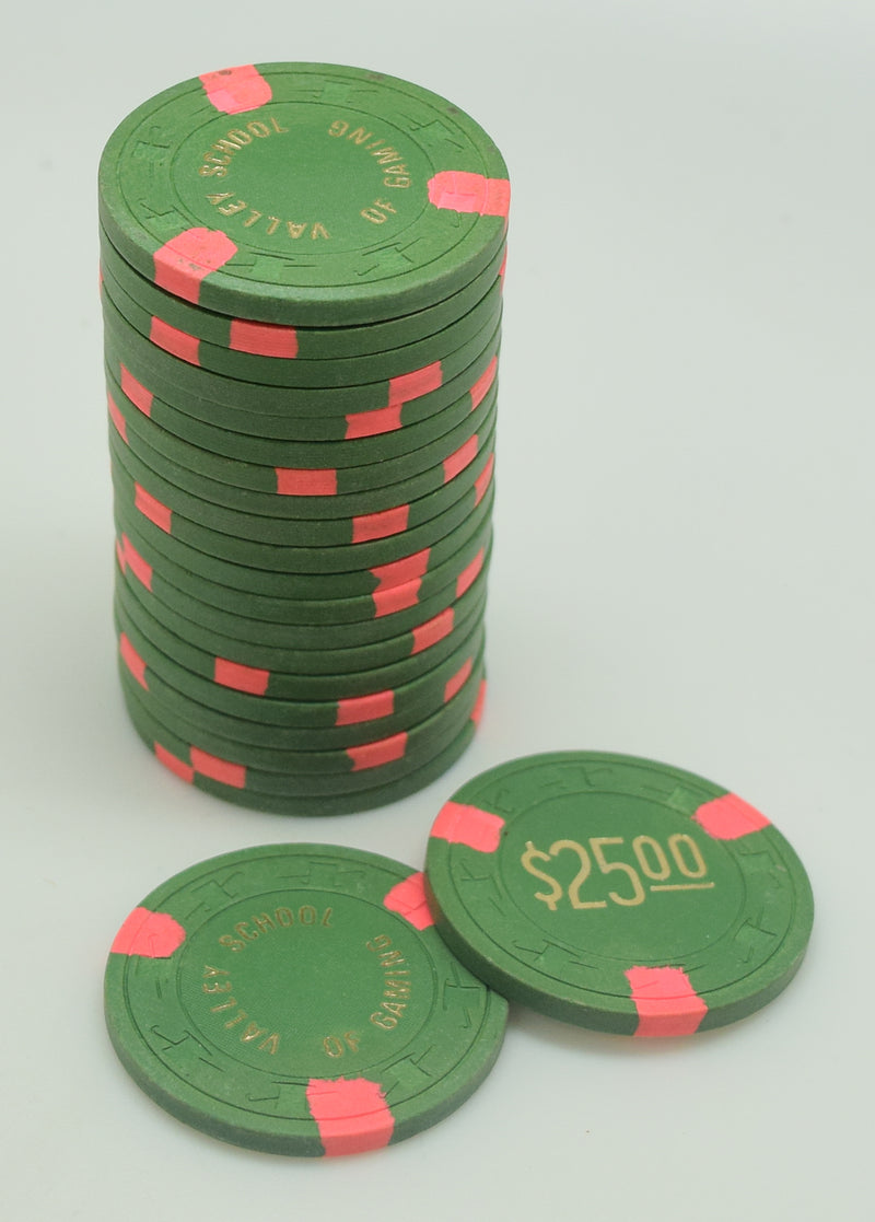 Valley School of Gaming Las Vegas Nevada Set of 22 $25 Chips 1980s