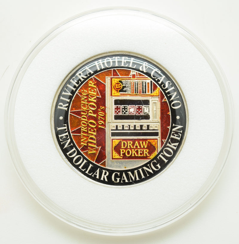 Riviera Casino Las Vegas Nevada $10 Hand Painted "Video Poker" Token 1999