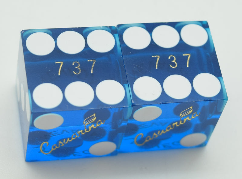 Casuarina Las Vegas Blue Dice Pair Matching Numbers