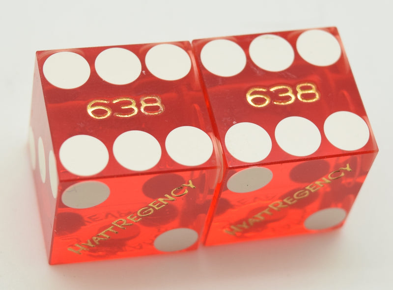 Hyatt Regency Casino Lake Tahoe Red Dice Pair Matching Numbers