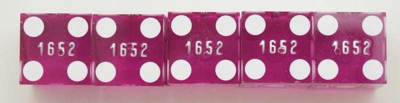 Paris Casino Stick of 5 Purple Used Dice Las Vegas Nevada