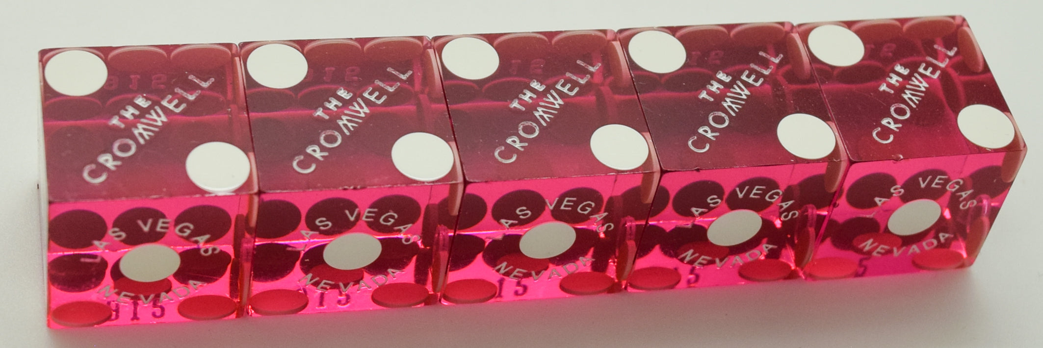 Cromwell Casino Las Vegas NV Used Purple Polished Stick of 5 Dice