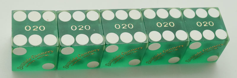 Eastside Cannery Casino Las Vegas NV Used Green Sanded Stick of 5 Dice