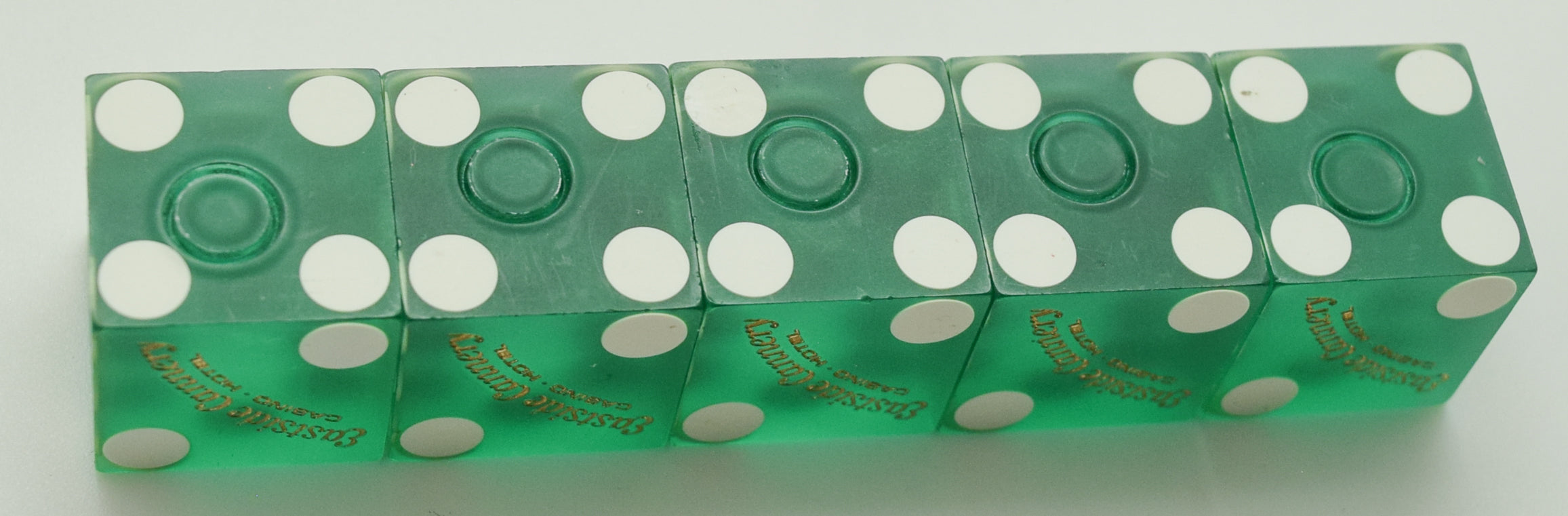 Eastside Cannery Casino Las Vegas NV Used Green Sanded Stick of 5 Dice