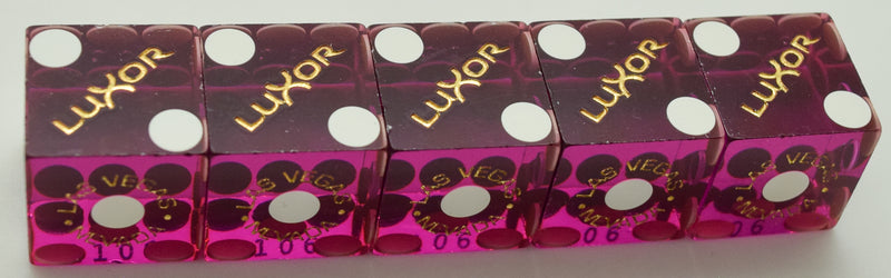 Luxor Casino Las Vegas NV Used Purple Matching Stick of 5 Dice