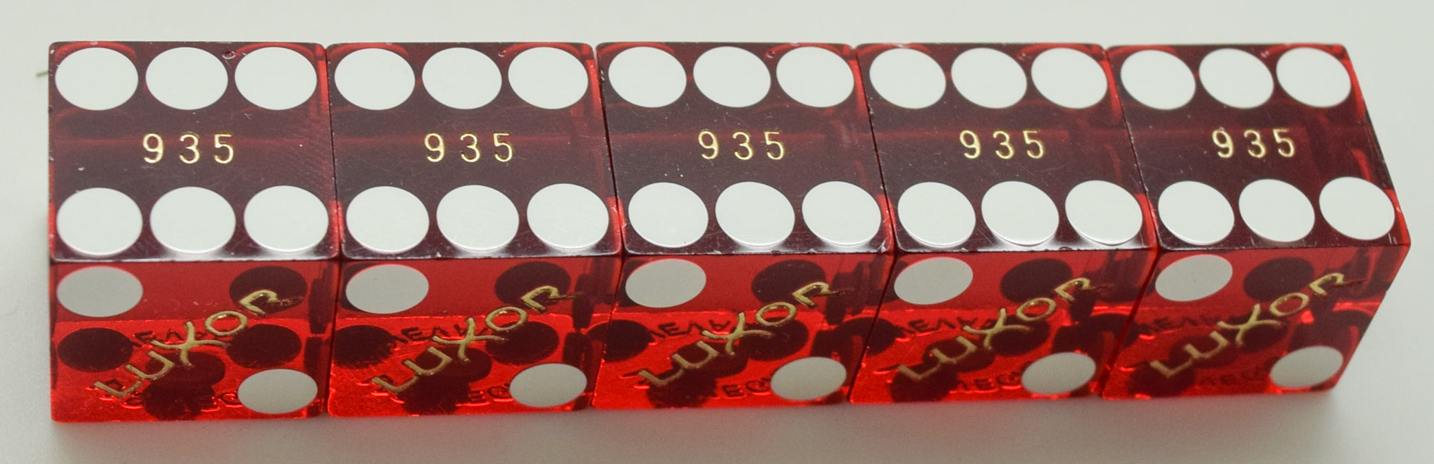 Luxor Casino Las Vegas NV Used Red Matching Stick of 5 Dice