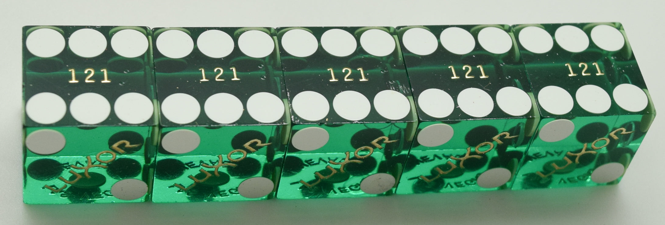 Luxor Casino Las Vegas NV Used Green Matching Stick of 5 Dice