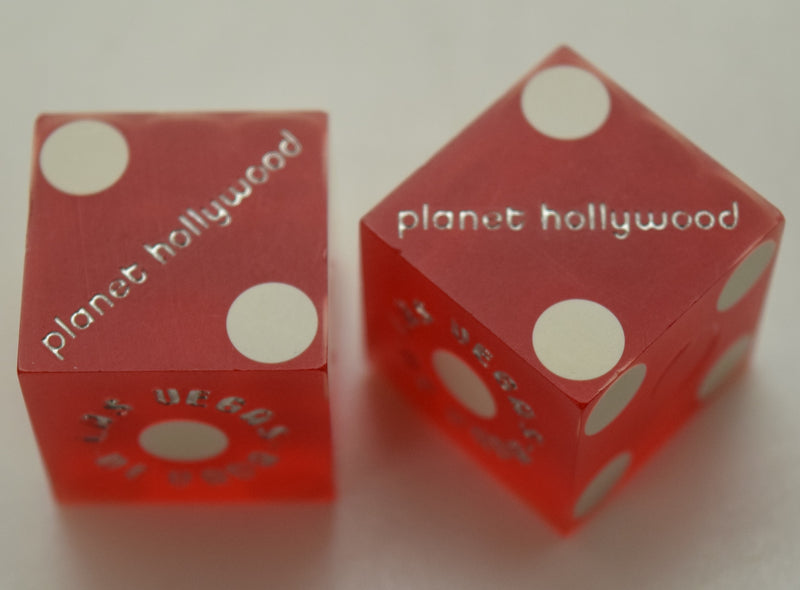 Planet Hollywood Hotel and Casino Used Matching Numbers Casino Red Dice Pair