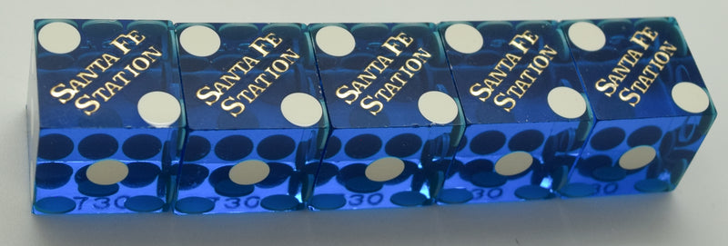 Santa Fe Station Las Vegas NV Used Blue Polished Stick of 5 Dice