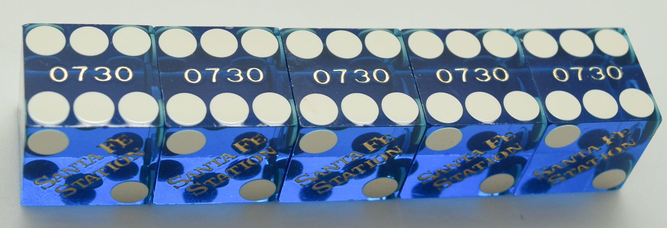 Santa Fe Station Las Vegas NV Used Blue Polished Stick of 5 Dice