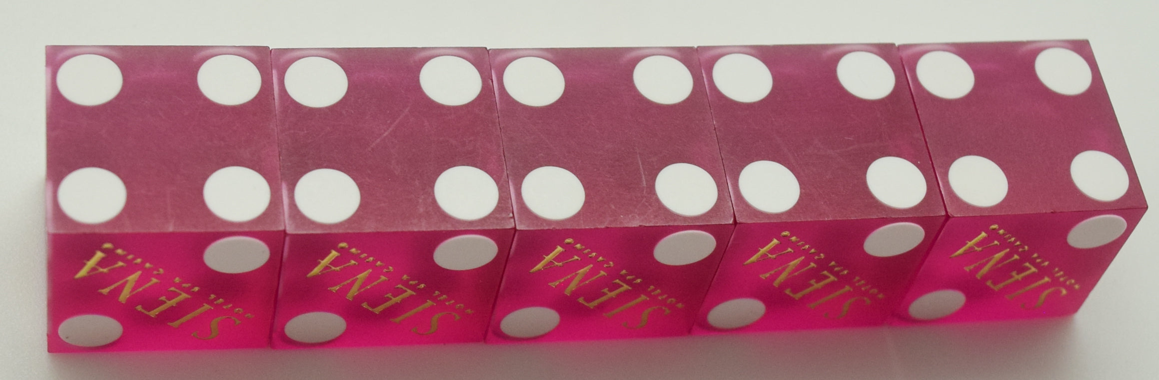 Siena Casino Reno NV Used Purple Sanded Stick of 5 Dice