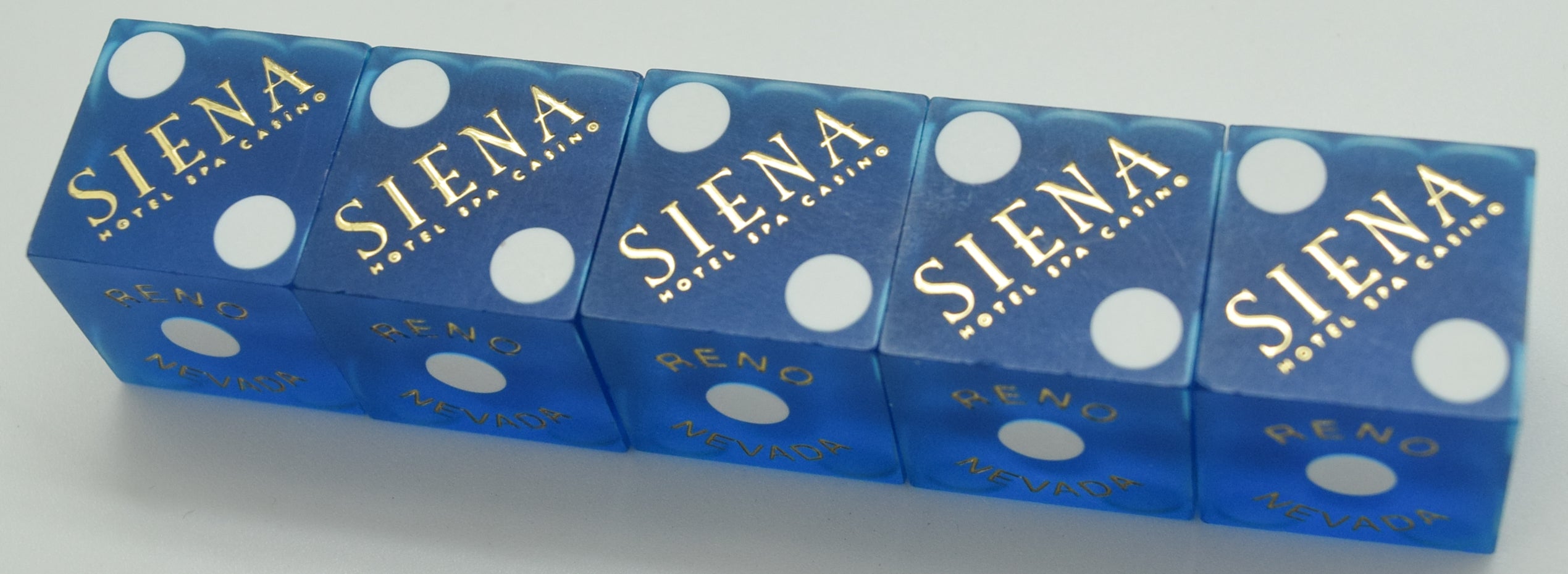 Siena Casino Reno NV Used Blue Sanded Stick of 5 Dice