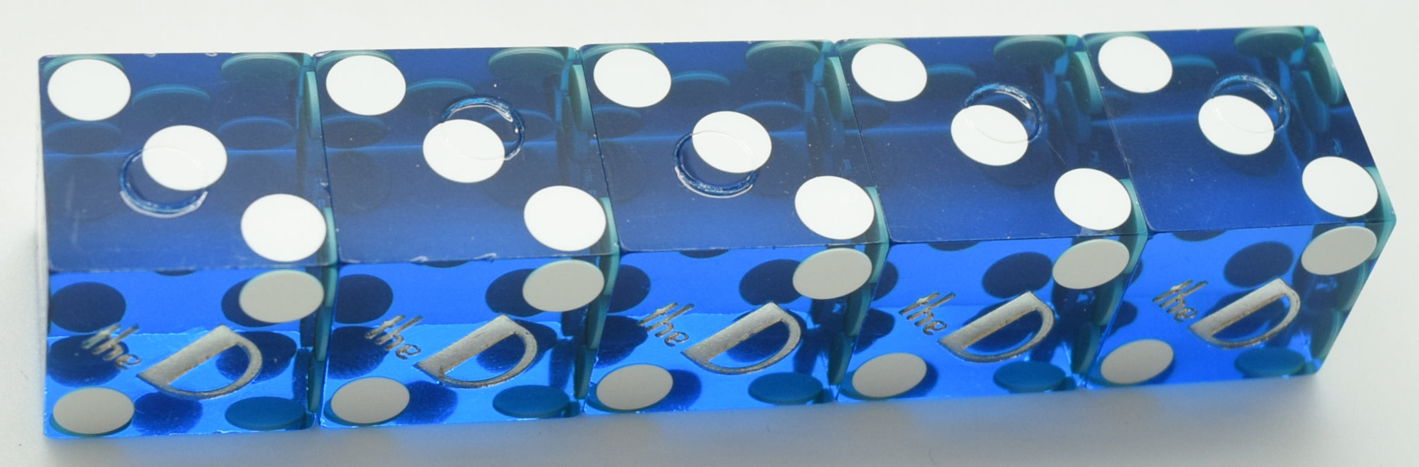 The D Casino Las Vegas NV Used Blue Polished Stick of 5 Dice