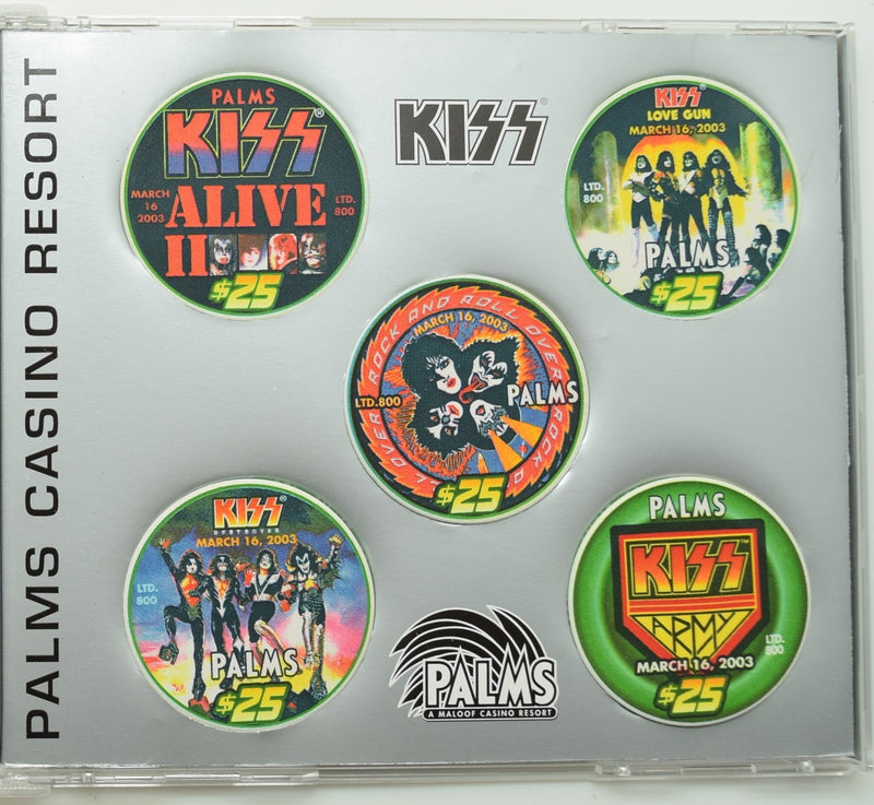 Palms Casino Las Vegas Nevada KISS Set of 5 $25 Chips March 16, 2003