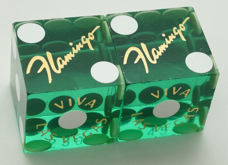 Flamingo Casino Las Vegas Nevada Green Used Pair of Dice