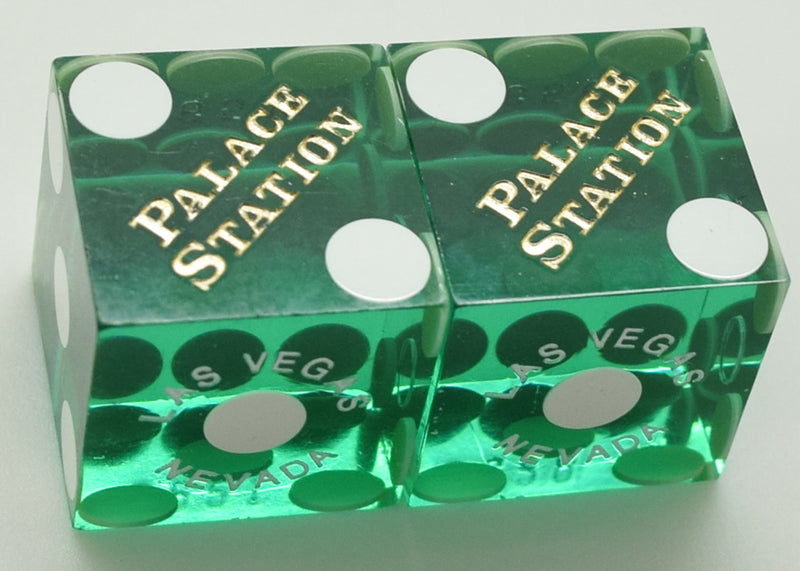 Palace Station Casino Las Vegas Nevada Green Used Pair of Dice