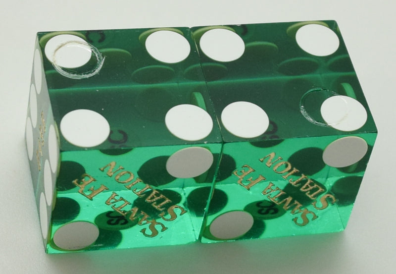 Santa Fe Station Casino Las Vegas Nevada Green Used Pair of Dice