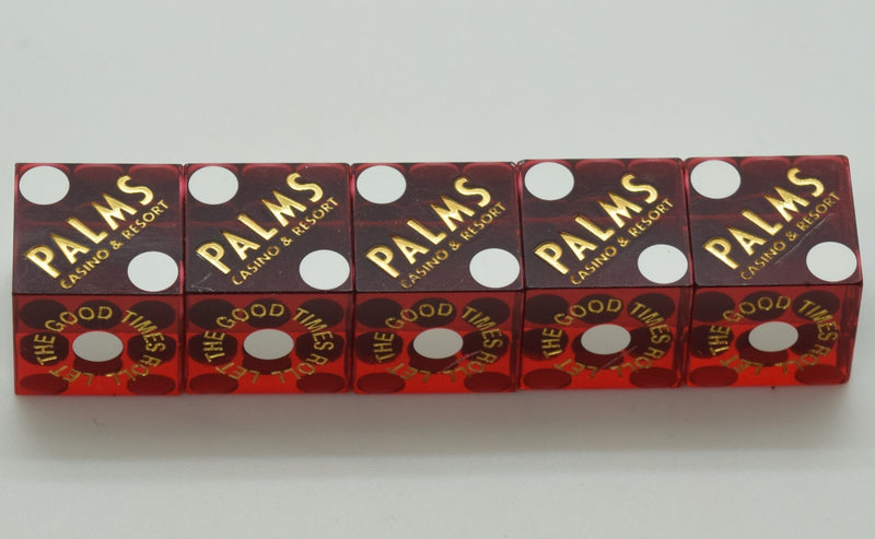 Palms Casino & Resort Used Dark Red Las Vegas Casino Dice Stick of 5