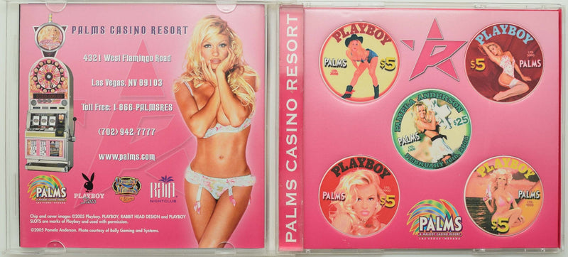 Palms Playboy Set of (4) $5 and (1) $25 Pamela Anderson Casino Chip CD Set