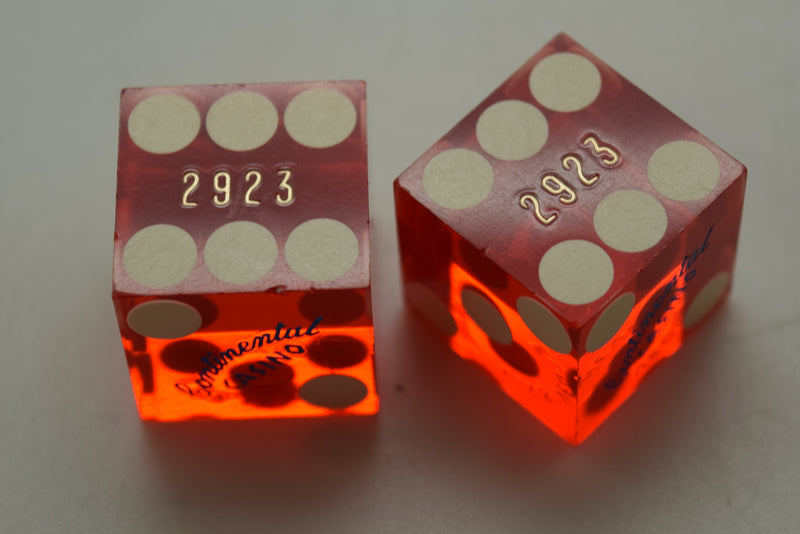 Continental Casino Las Vegas Nevada Red Dice Pair Matching Numbers