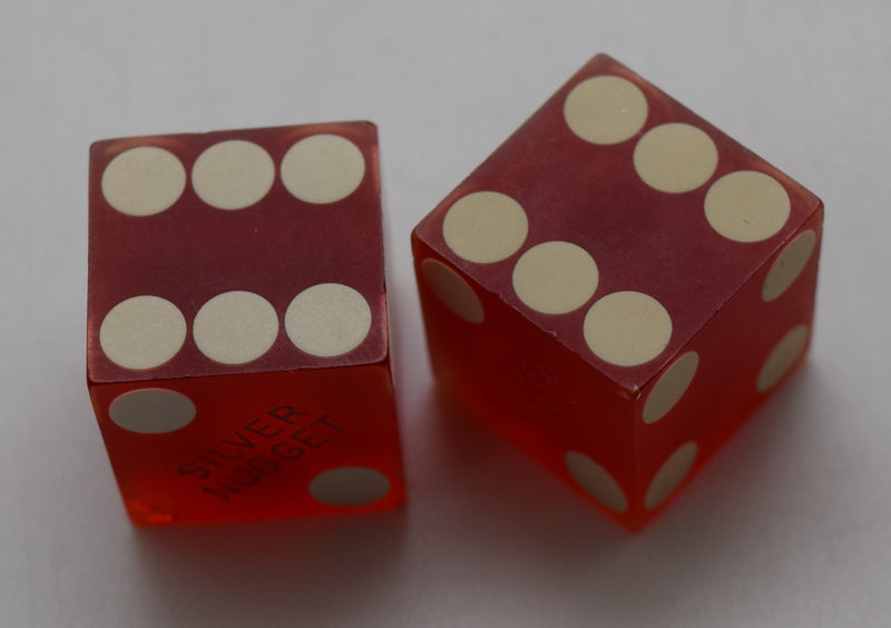 Silver Nugget Casino Las Vegas Nevada Dice Pair Red