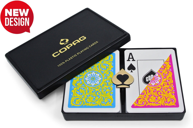 Copag Neoteric Yellow/Pink/Blue Poker Jumbo Size 2 Deck Setup