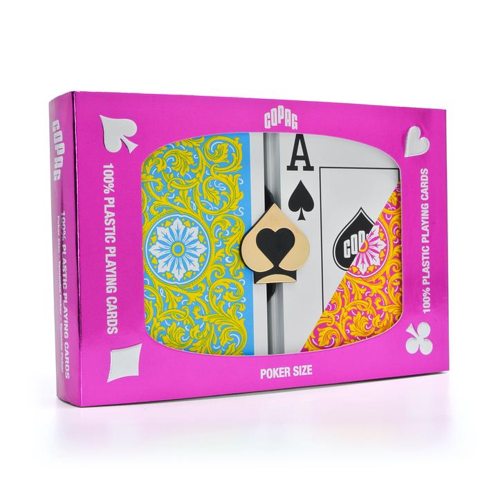 Copag Neoteric Yellow/Pink/Blue Poker Jumbo Size 2 Deck Setup