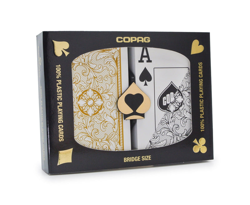 Copag Legacy Plastic Bridge Size Jumbo Index Black/Gold Double-Deck Set