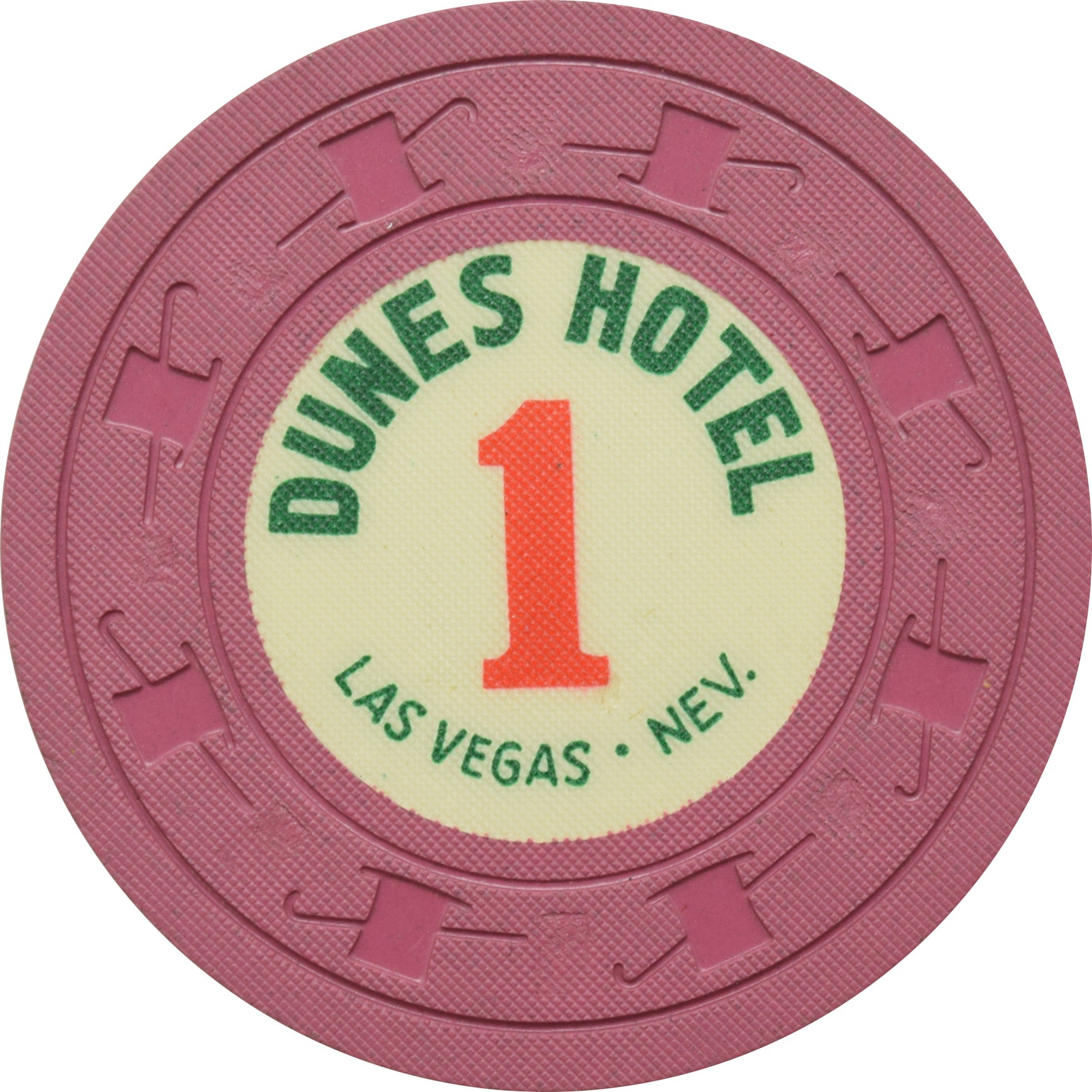 Dunes Casino Las Vegas Nevada 1 Fuchsia Roulette Chip 1960