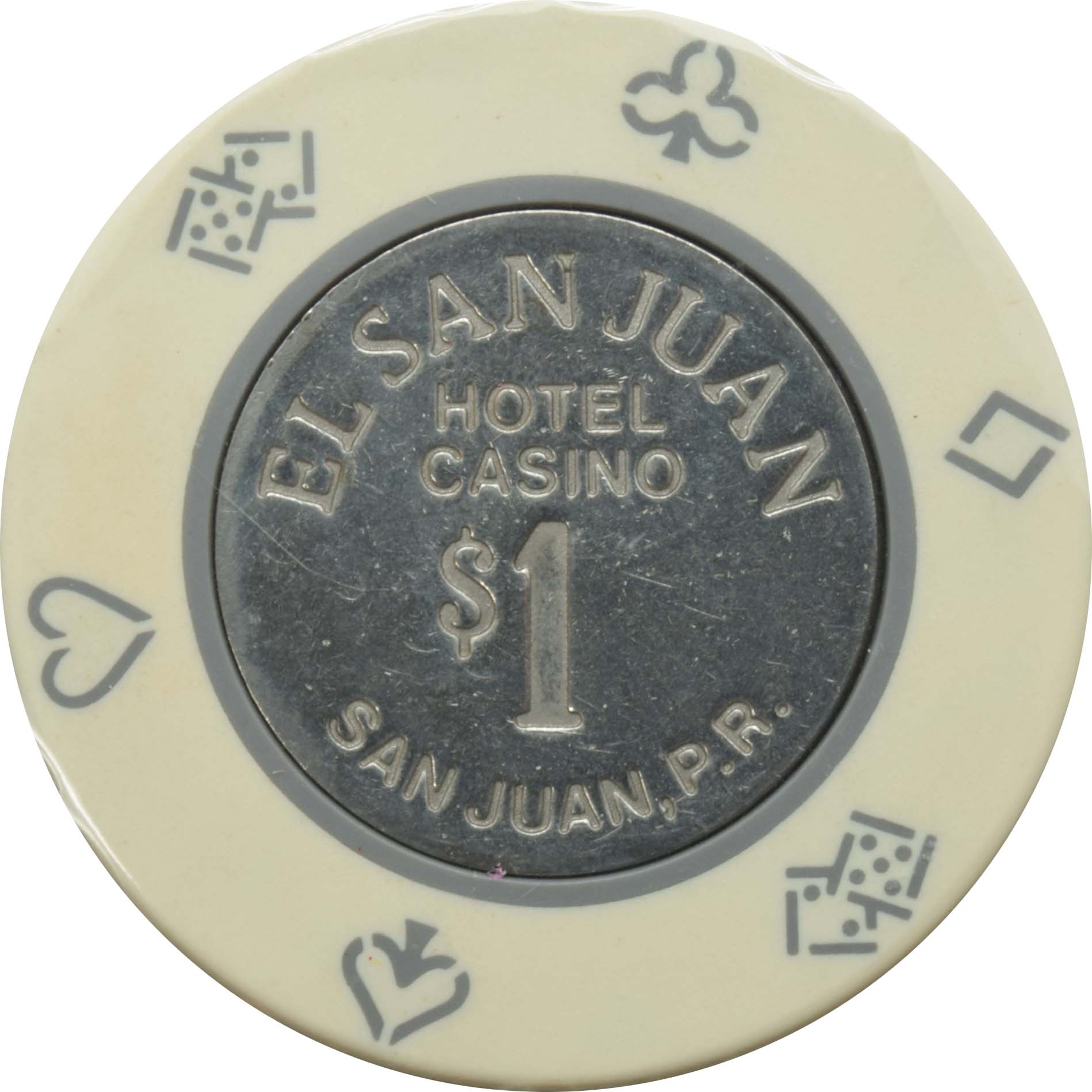 El San Juan Hotel Casino Isla Verde Puerto Rico $1 Coin Inlay Chip