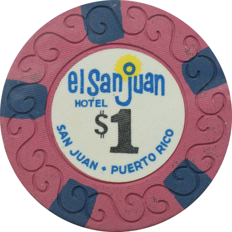 El San Juan Hotel Casino Isla Verde Puerto Rico $1 Scroll Chip