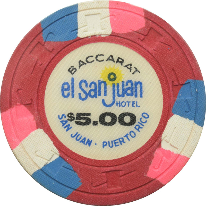 El San Juan Hotel Casino Isla Verde Puerto Rico $5 Baccarat Chip