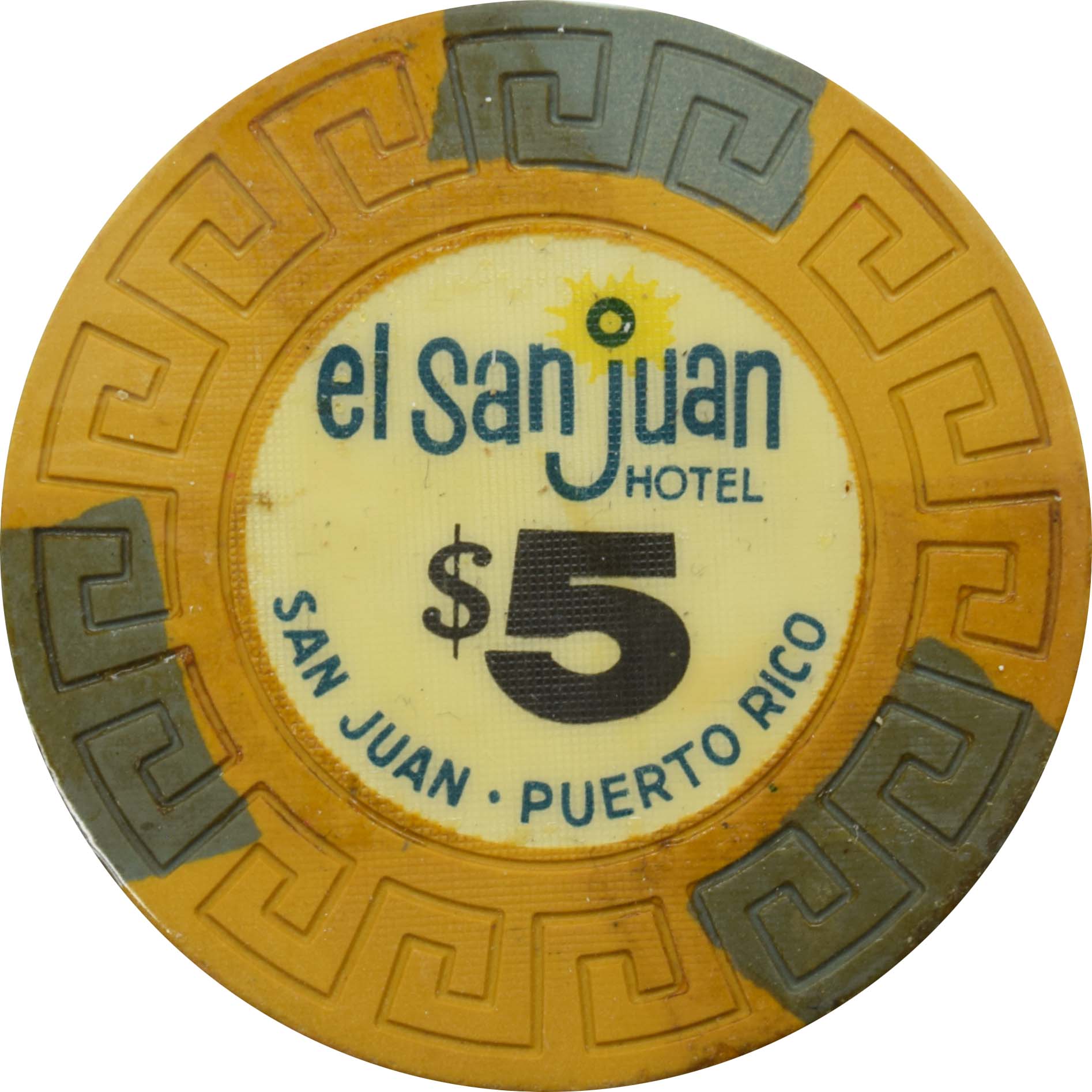 El San Juan Hotel Casino Isla Verde Puerto Rico $5 LgKey Chip