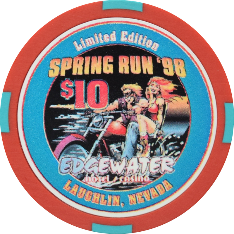 Edgewater Casino Laughlin Nevada $10 Spring River Run Chip 1998