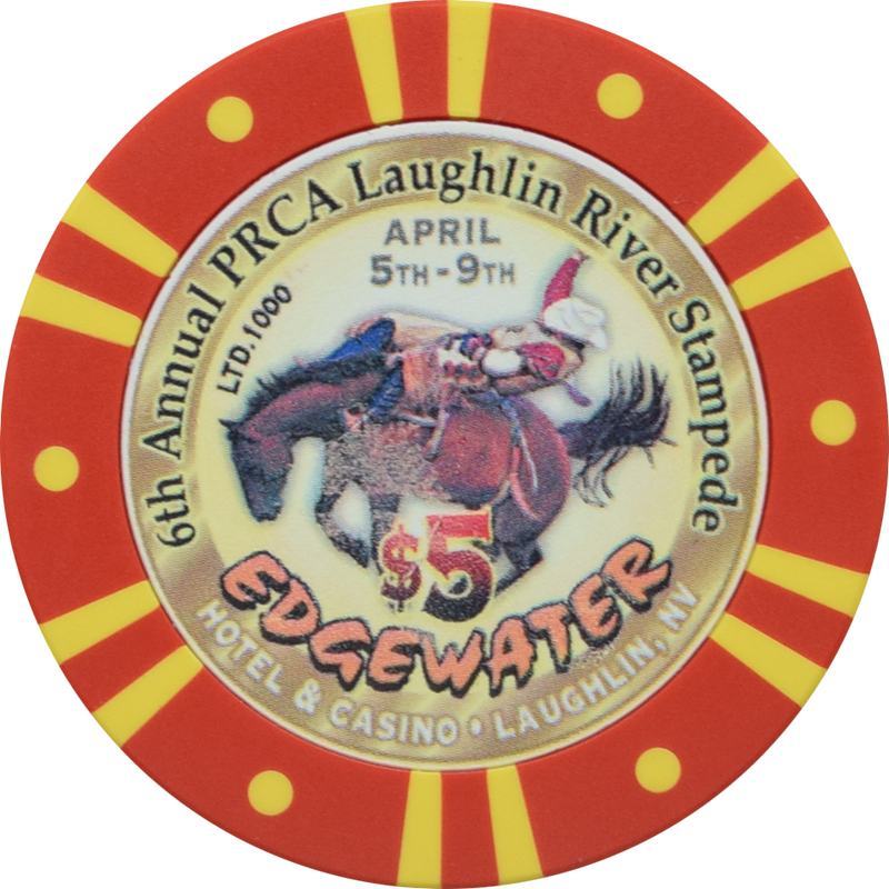 Edgewater Casino Laughlin Nevada $5 Sixth Annual PRCA Laughlin River Stampede Chip 2000