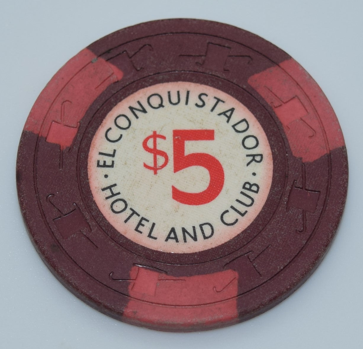 El Conquistador Hotel and Club Puerto Rico $5 Chip Maroon