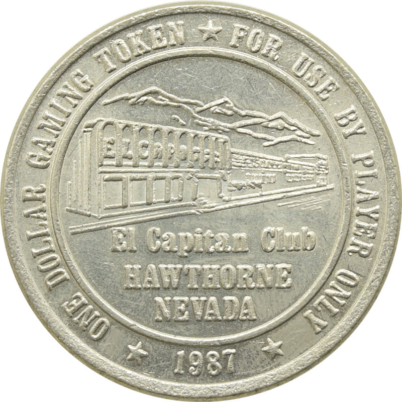 El Capitan Club Casino Hawthorne NV $1 Token 1987