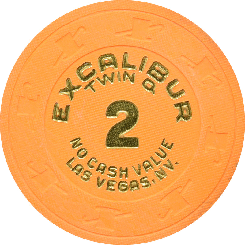 Excalibur Casino Las Vegas Nevada 2 Twin Q Chip 1990s