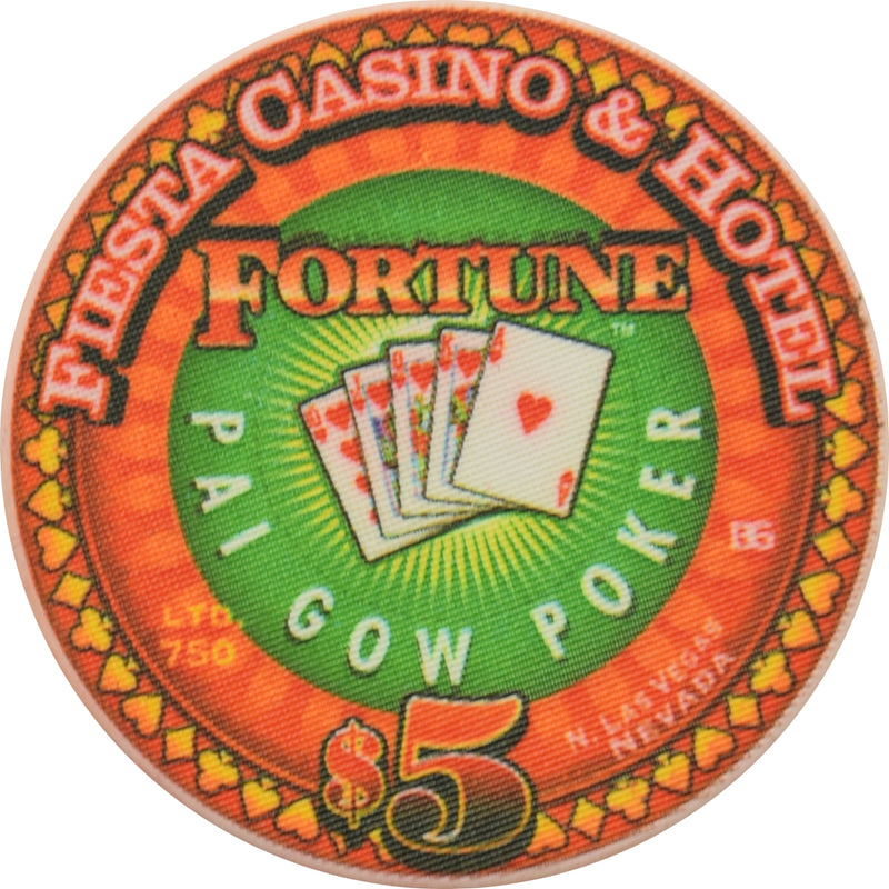 Fiesta Casino North Las Vegas Nevada $5 Fortune Pai Gow Hearts Chip 2002