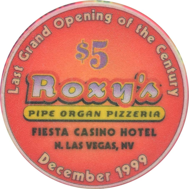 Fiesta Casino North Las Vegas Nevada $5 Gardunos / Roxy's Last Grand Opening of the Century Chip 1999