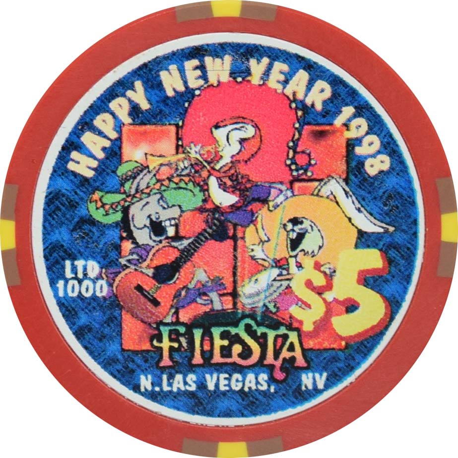 Fiesta Casino North Las Vegas Nevada $5 3rd Anniversary 1997 / New Years 1998 Chip