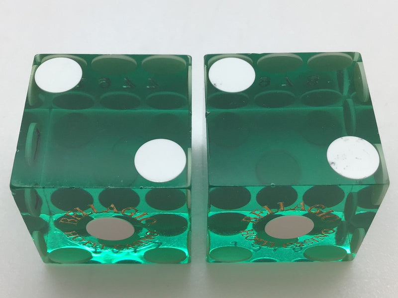 Bellagio Casino Las Vegas Green Matching Numbers Dice Pair