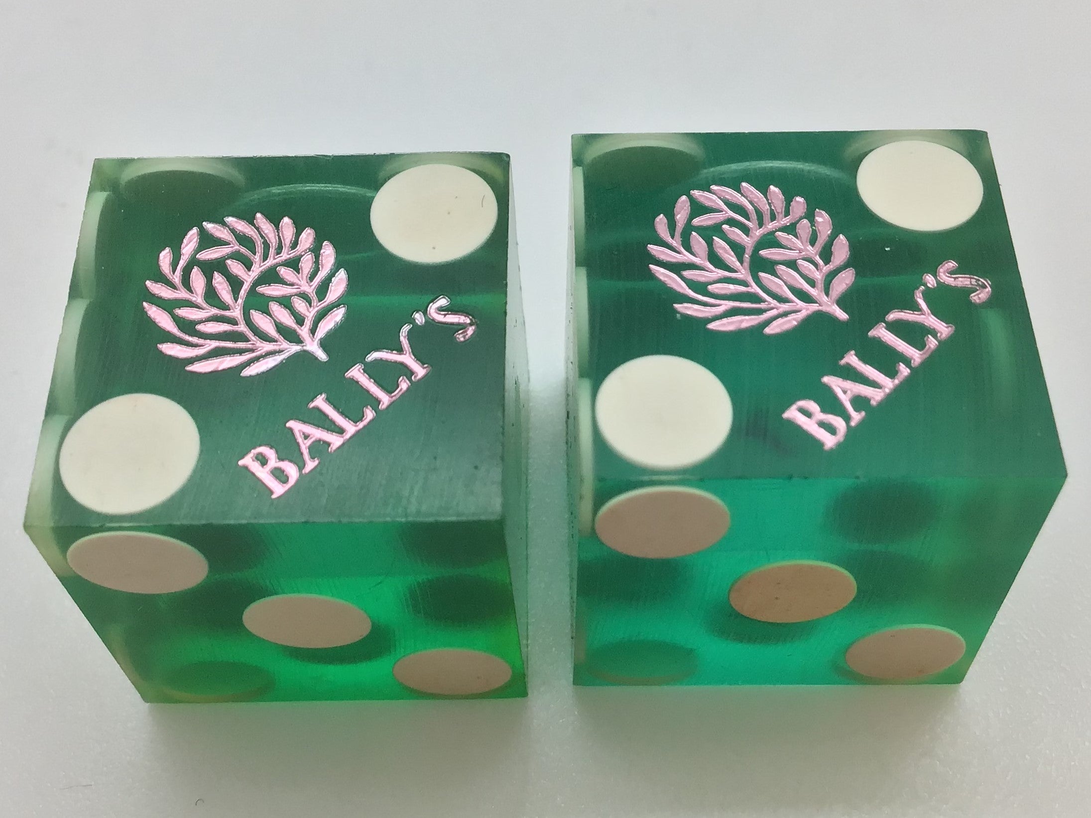 Bally's Casino Las Vegas Nevada Green Dice Pair