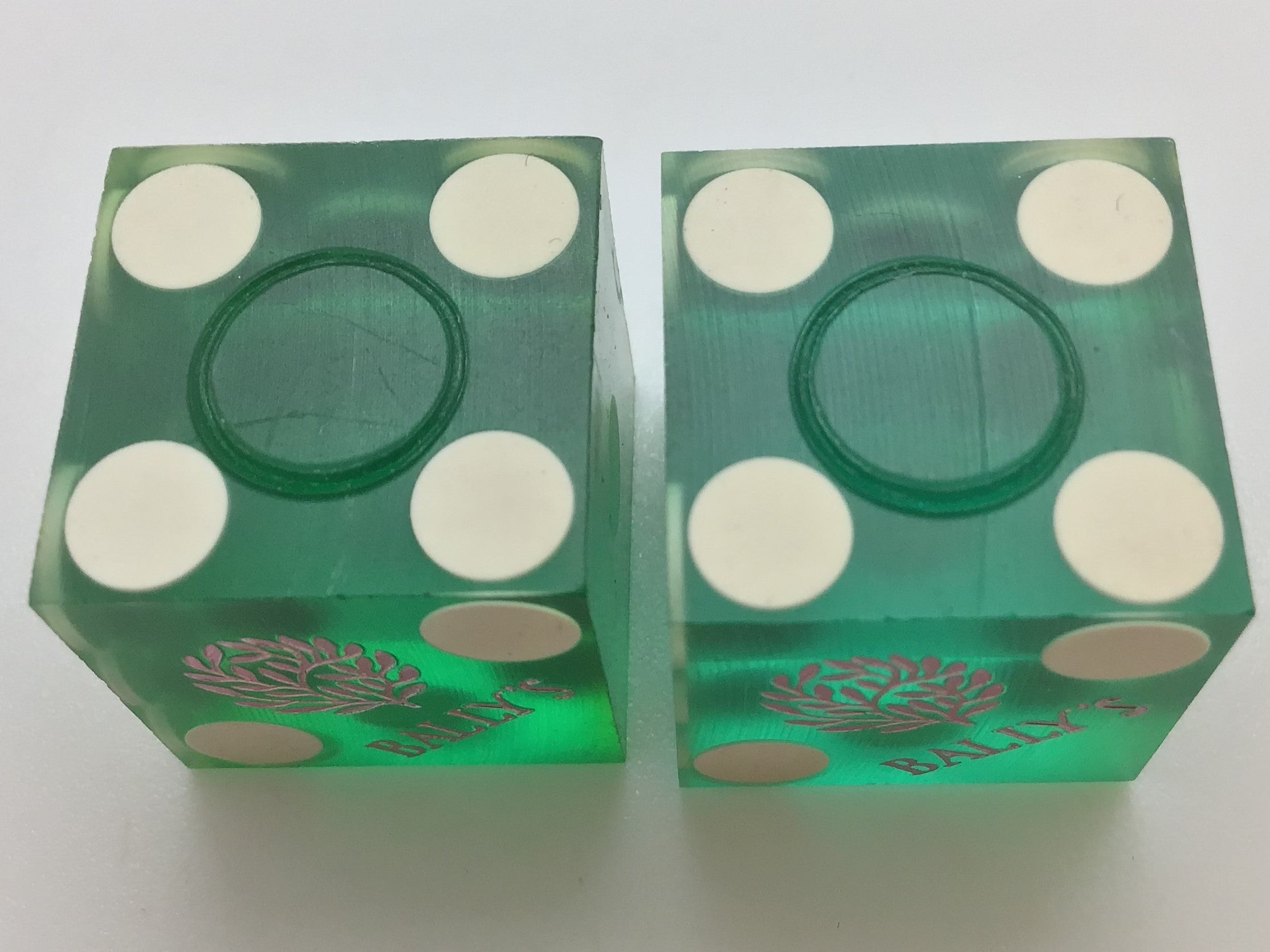 Bally's Casino Las Vegas Nevada Green Dice Pair