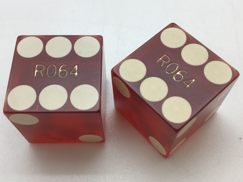 Circus Circus Casino Reno Red Dice Pair Matching Numbers