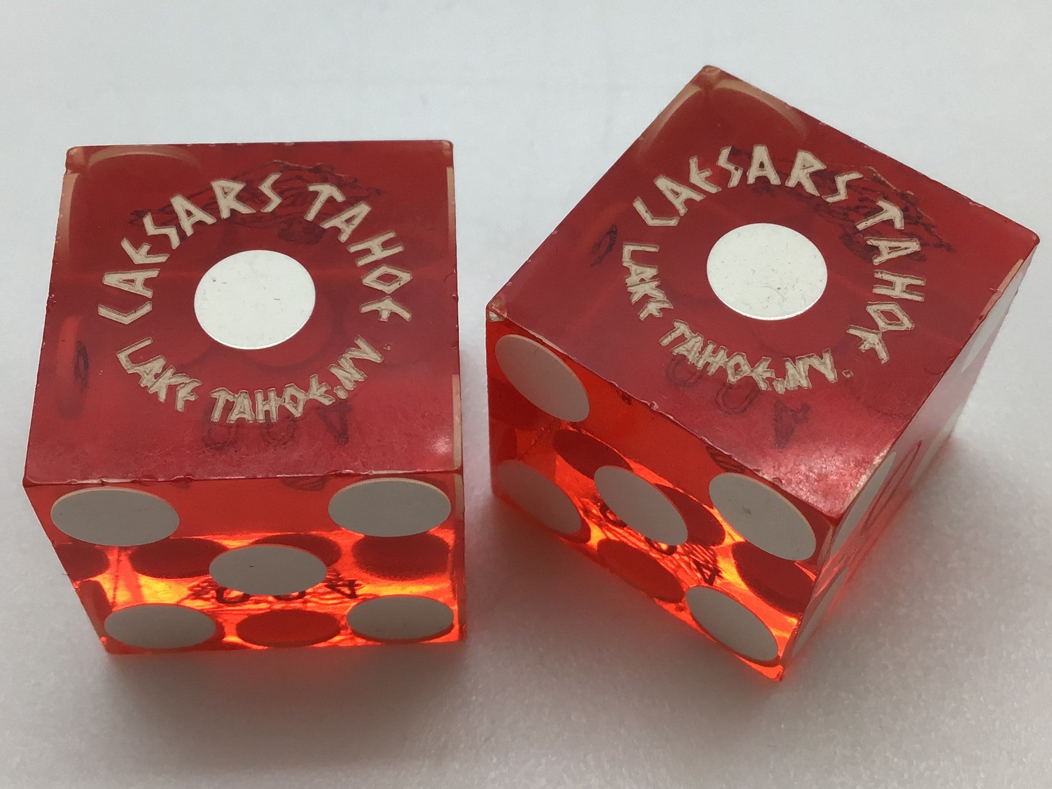 Caesars Tahoe Lake Tahoe Nevada Red Dice Pair Matching Numbers